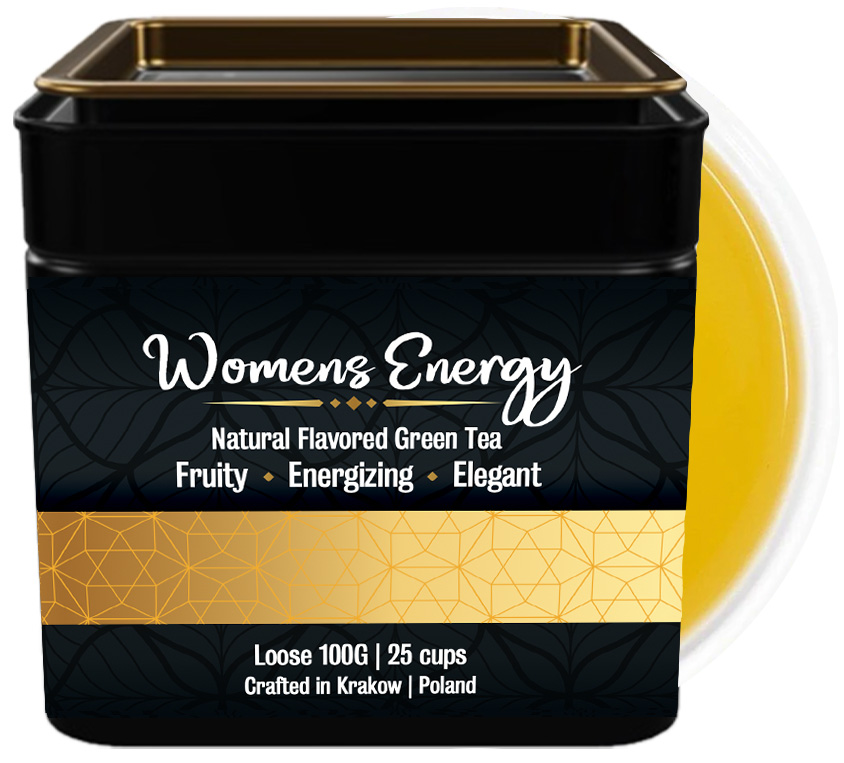 Women Energy to wyjątkowa mieszanka stworzona z myślą o współczesnych kobietach, łącząca witalność yerba mate z delikatnością zielonej herbaty. Ta starannie skomponowana herbata zawiera wysokogatunkową zieloną herbatę liściastą wzbogaconą o yerba mate (15%), która dostarcza łagodnego, ale skutecznego pobudzenia. Naturalne aromaty czerwonych owoców (7%) nadają słodkiej nuty, podczas gdy trawa cytrynowa (6%) i melisa (5%) wprowadzają orzeźwiający akcent, a bambus (2%) dodaje subtelnej głębi smakowej.

Herbata zapakowana jest w elegancką czarną metalową puszkę ze złotymi detalami, która nie tylko doskonale chroni zawartość przed utratą świeżości, ale także stanowi stylowy element wystroju. Klasyczny design z luksusowymi akcentami czyni z tego opakowania prawdziwie kolekcjonerski przedmiot.

Women Energy to idealny wybór dla kobiet poszukujących harmonijnego połączenia energii i relaksu. Sprawdzi się jako poranny napój pobudzający, popołudniowa dawka witalności lub wieczorny moment wyciszenia. Jej zrównoważony charakter docenią aktywne osoby, które chcą dbać o siebie bez rezygnacji z codziennej produktywności.

Ta wyjątkowa kompozycja to także doskonały pomysł na prezent z okazji Dnia Matki, Dnia Kobiet czy innych szczególnych uroczystości. Metalowa puszka nadaje się do wielokrotnego użytku, stając się praktyczną pamiątką długo po wypiciu ostatniej filiżanki.

Women Energy Leo Tea to połączenie mocy natury z kobiecym wyczuciem smaku – herbata, która dodaje energii, zachowując przy tym elegancję i wyrafinowanie. Dla tych, którzy w codziennym rytuale picia herbaty widzą sposób na zachowanie równowagi między aktywnością a chwilą dla siebie.